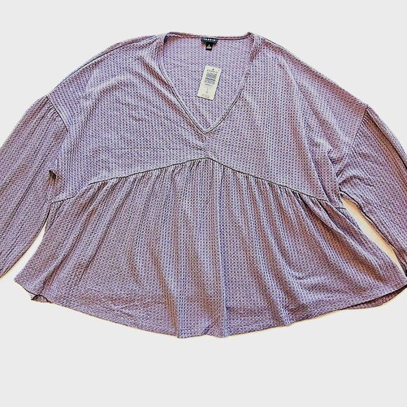Torrid Lilac Waffle V neck Sz 0 BNWT - Picture 7 of 11